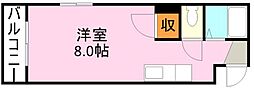 アビターレ新屋敷 ワンルームの間取図画像