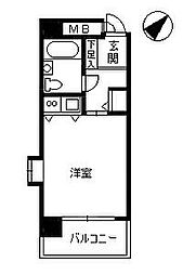 朝日プラザ上之園 1Kの間取図画像