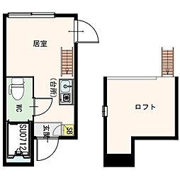 JR山手線 新大久保駅 徒歩11分の賃貸アパート 2階ワンルームの間取り