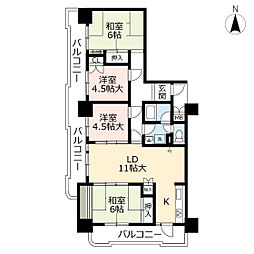 UR都市機構サンハイツ前田4号棟 4LDKの間取図画像