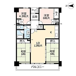 UR都市機構サンハイツ前田4号棟 4LDKの間取図画像