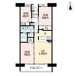 UR都市機構シーサイドももちサウスステージ1 3LDKの間取図画像
