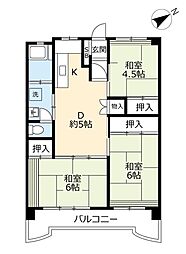 UR都市機構福浜二丁目住宅 3DKの間取図画像