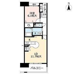 UR都市機構シーサイドももちセンターステージ1号棟 1LDKの間取図画像
