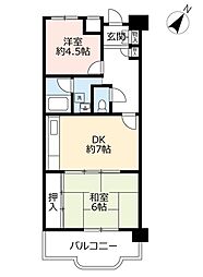 UR都市機構ポートハイツ築港本町 2DKの間取図画像