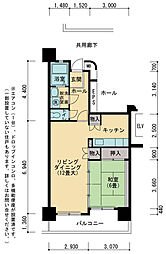 UR都市再生機構アーベイン千代二丁目 1LDKの間取図画像