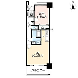 アーベインルネス貝塚8号棟 1LDKの間取図画像