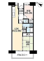 UR都市機構アーベインビオ春日2号棟 2LDKの間取図画像