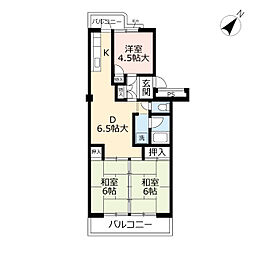 UR都市機構コーポ大橋南住宅3号棟 3DKの間取図画像