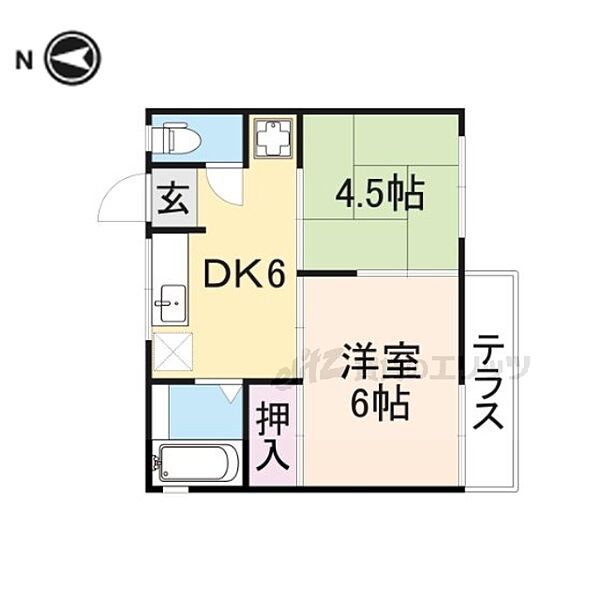 奈良県奈良市中山町(賃貸アパート2DK・1階・33.00㎡)の写真 その2