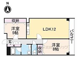 京阪本線 枚方市駅 徒歩12分の賃貸マンション 3階2LDKの間取り