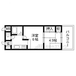 エル牧野 1階2Kの間取り