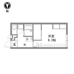 レオパレス東香里 1Kの間取図画像