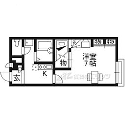 レオパレスムーン 1Kの間取図画像