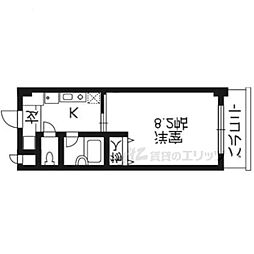 パークリセス 4階1Kの間取り