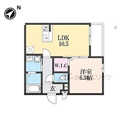 サンセレーノMINAMI 1階1LDKの間取り