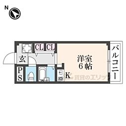 ツインビルB棟 ワンルームの間取図画像