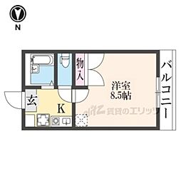 レオパレスOHI 1Kの間取図画像