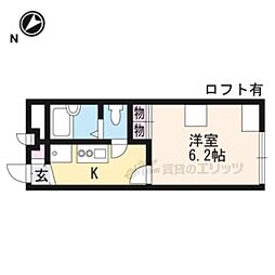 レオパレスミヤ 1Kの間取図画像