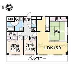 レガオコート香里園 3LDKの間取図画像