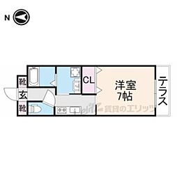 シャンテー長尾 1Kの間取図画像