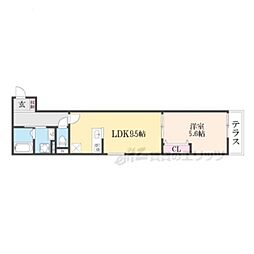 ウイング牧野駅前 1LDKの間取図画像