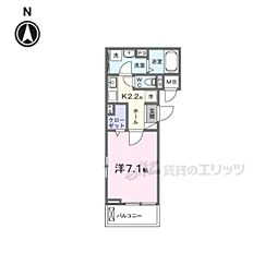 ラフレシール ウエスト 1Kの間取図画像