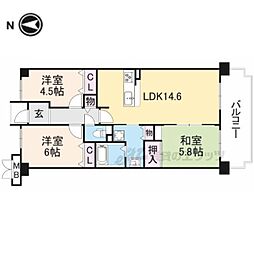 セザール枚方公園 3LDKの間取図画像
