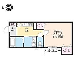 シエルグランデ町樟葉 1Kの間取図画像