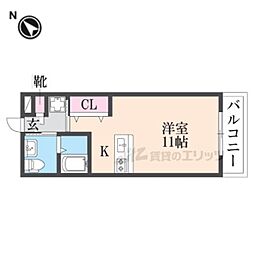 シャンテー御殿山2番館 ワンルームの間取図画像