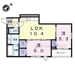 ヒカルサ枚方高野道 2LDKの間取図画像