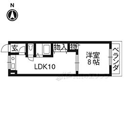 レオハイム長尾3 1LDKの間取図画像