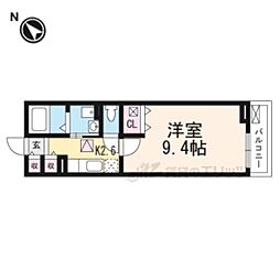 リナッセ東山 1Kの間取図画像