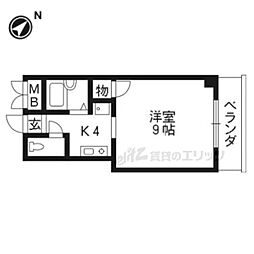 プランドール牧野駅前 1Kの間取図画像