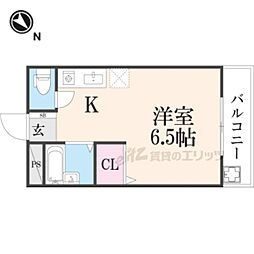 シャンテー長尾家具 ワンルームの間取図画像