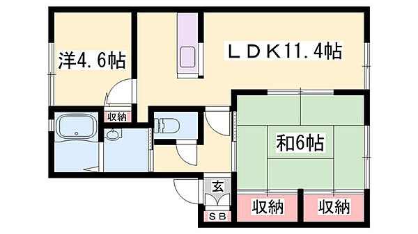 シャーメゾン米田B棟 ｜兵庫県高砂市米田町米田(賃貸アパート2LDK・1階・52.54㎡)の写真 その2