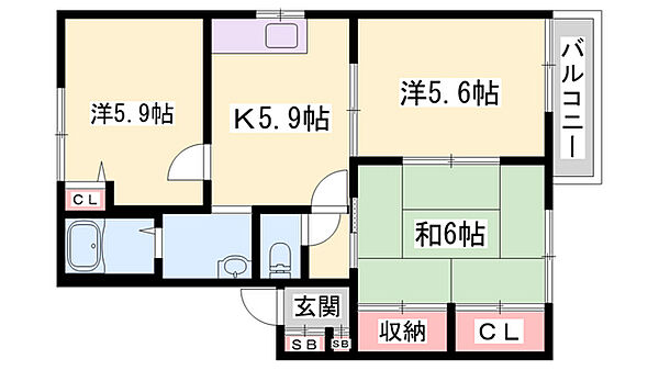 はぴねすハイツ喜田 ｜兵庫県加東市喜田2丁目(賃貸アパート3K・1階・53.28㎡)の写真 その2