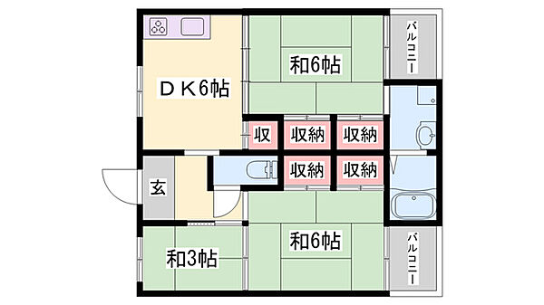 兵庫県加古川市野口町野口(賃貸マンション3DK・3階・49.20㎡)の写真 その2