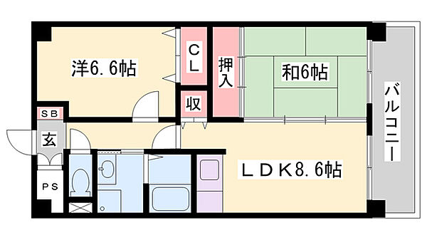 兵庫県加古川市加古川町粟津(賃貸マンション2LDK・2階・52.25㎡)の写真 その2