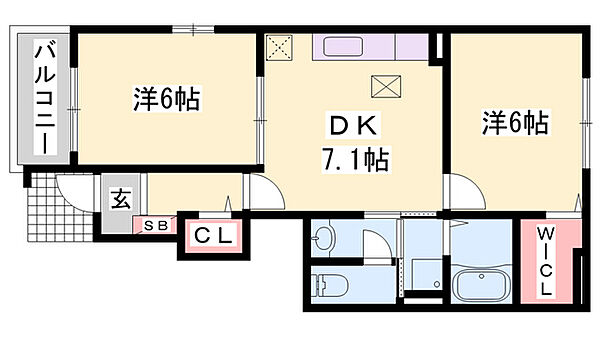 サンセールV ｜兵庫県加東市下滝野3丁目(賃貸アパート2DK・1階・45.33㎡)の写真 その2