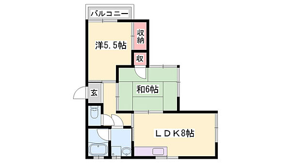 サンハイツ尾上 ｜兵庫県加古川市尾上町旭2丁目(賃貸アパート2DK・2階・44.67㎡)の写真 その2