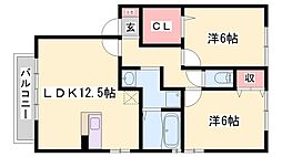 ヒルサイドテラスC 2LDKの間取図画像