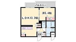 Diamond　Green 3階1LDKの間取り