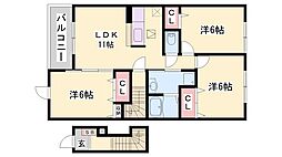 オアシス上ノ茶屋 3LDKの間取図画像