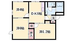 ハイツあわ 3DKの間取図画像