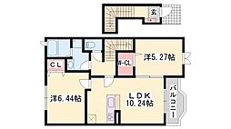 アセント・ヴィラ2 2LDKの間取図画像
