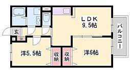 ピッケル加佐 2LDKの間取図画像