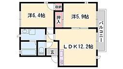 MAISONSONEA棟 2LDKの間取図画像