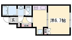 サンフォルテ三木西 1Kの間取図画像