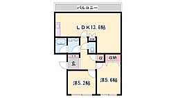 サンハイツ志染 2LDKの間取図画像